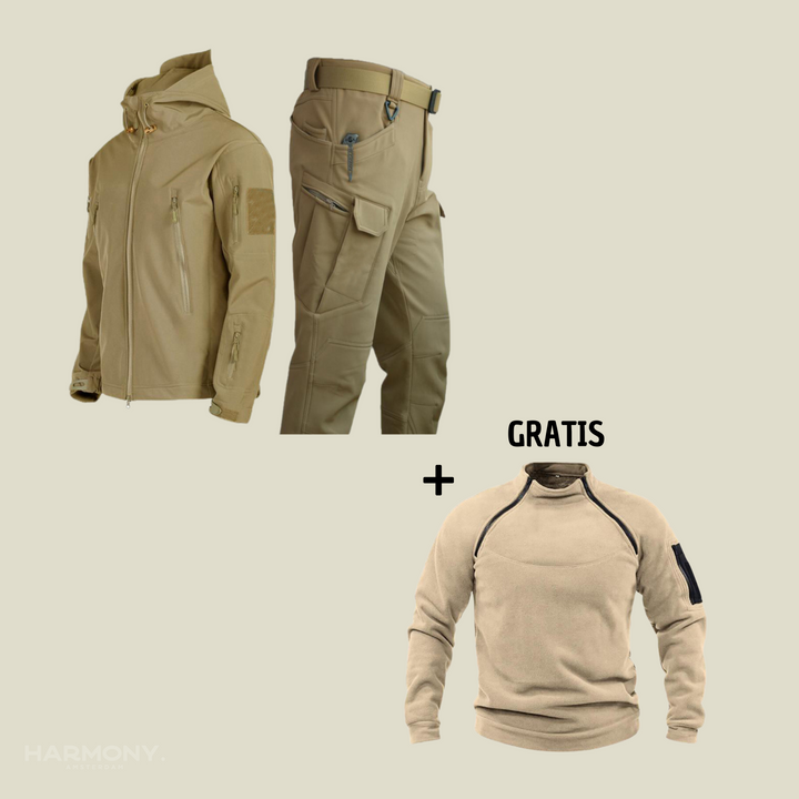 Militair | Taktischer wind/wasserdichter Anzug + kostenloser Fleece-Pullover